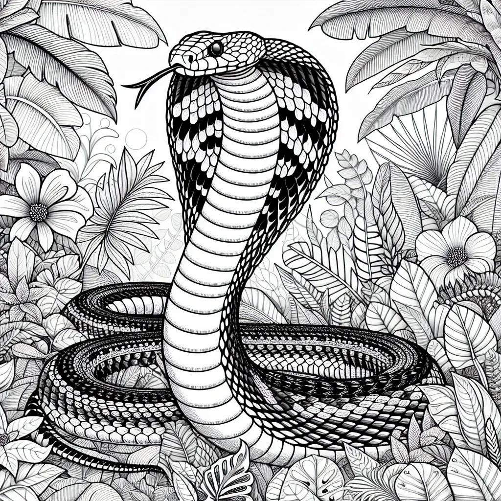 Unleash Your Creativity with a Stunning King Cobra Coloring Page: Perfect for Snake Enthusiasts!